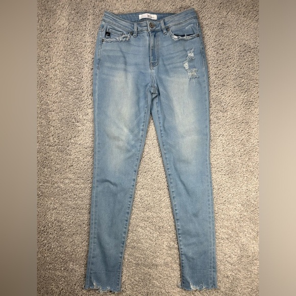 Kancan Jeans Womens 5 Remy High Rise Ankle Skinny Light Wash Distressed Casual - Picture 1 of 4